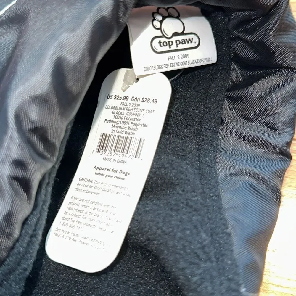 Top paw NWT fall winter dog jacket purple/pink